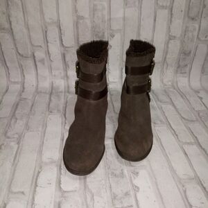 Solesenseability women brown suede wedge boots